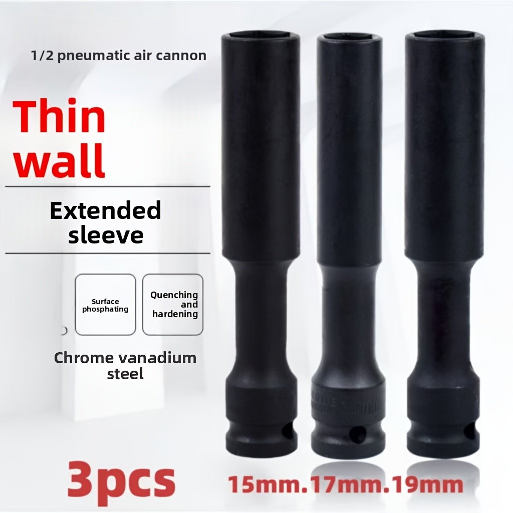 Power Tools Pneumatic - 1/3pcs 1/2 inch extended thin-walled impact