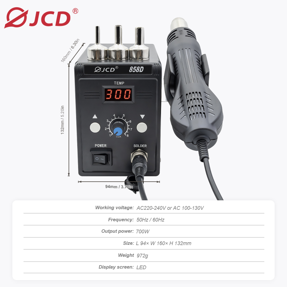 JCD Hot Air Gun 858D BGA Rewor - огляд і ціна Heat Gun Variable